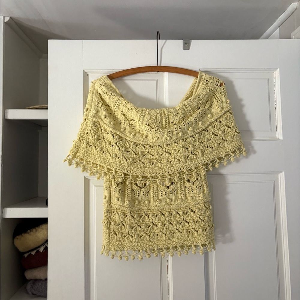 Zara Yellow Off-Shoulder Knit Top - Picture 3 of 6